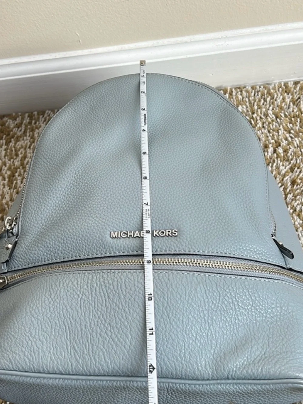 Michael Kors Light Blue Pebbled Leather Backpack